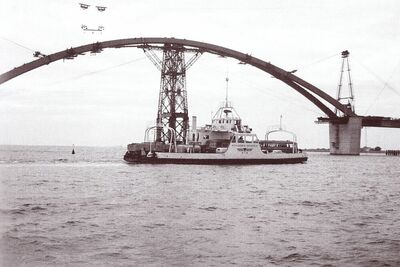 Bau Fehmarnsundbrücke 1960